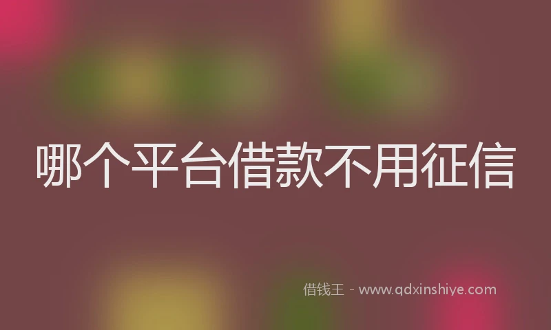哪个平台借款不用征信