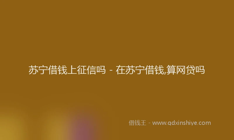 苏宁借钱上征信吗 - 在苏宁借钱,算网贷吗