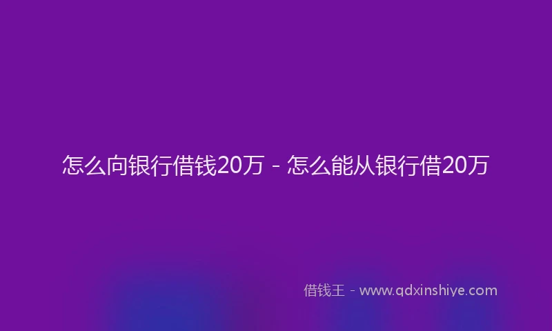 怎么向银行借钱20万 - 怎么能从银行借20万