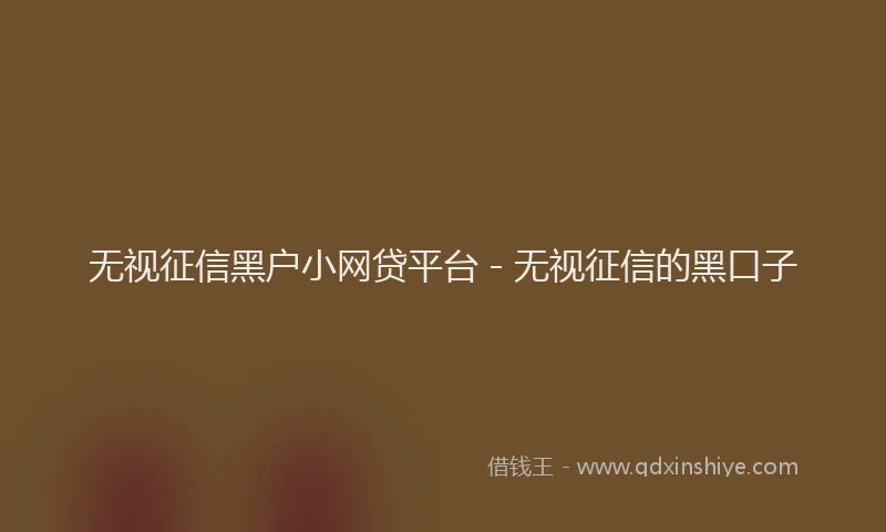 无视征信黑户小网贷平台 - 无视征信的黑口子