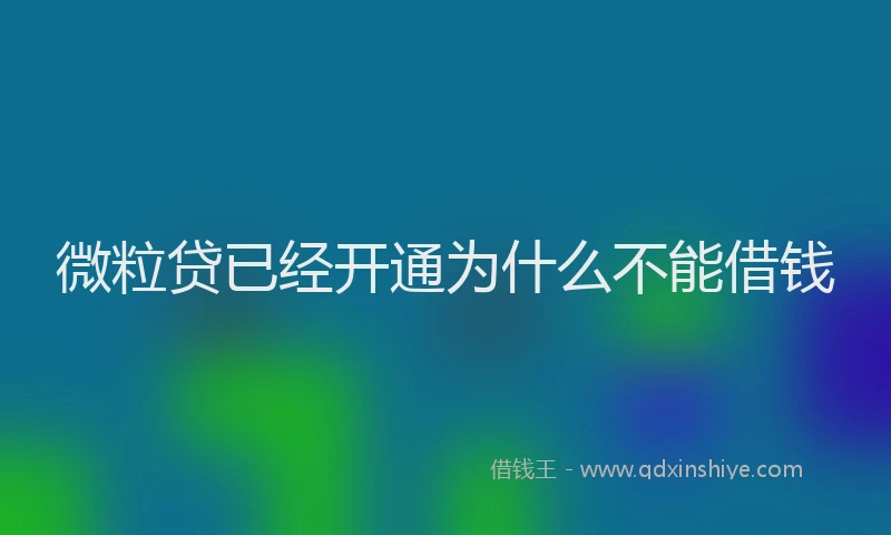 微粒贷已经开通为什么不能借钱