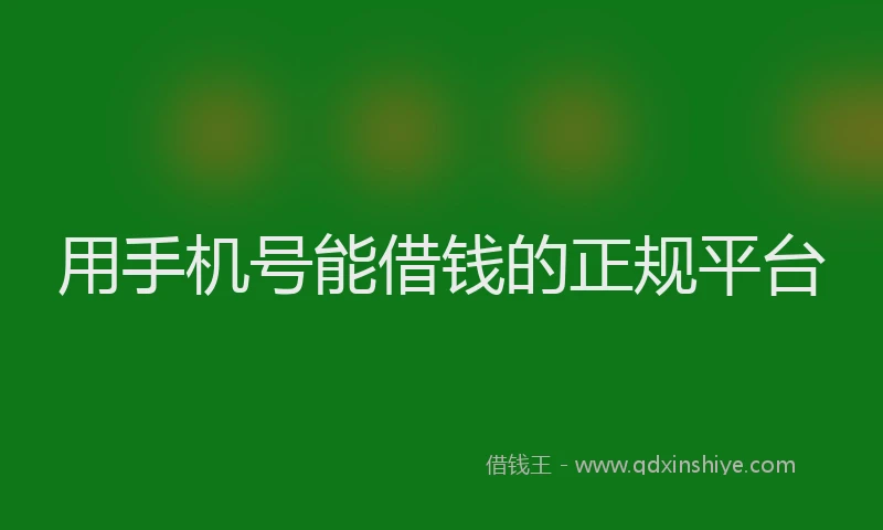 用手机号能借钱的正规平台