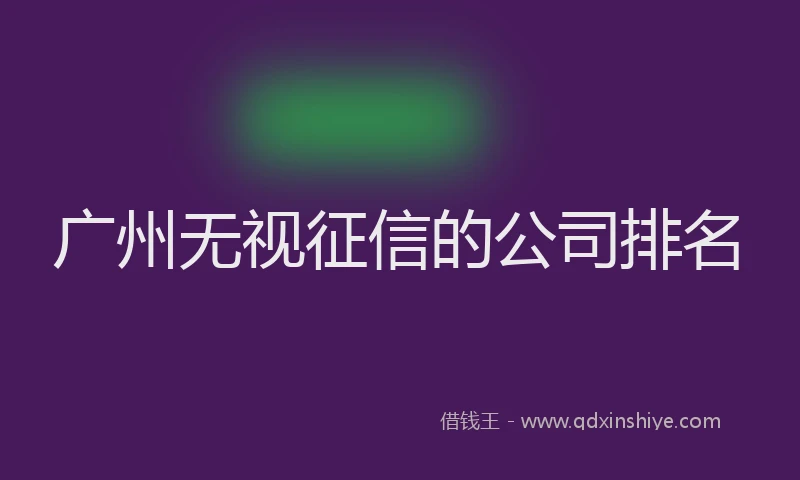 广州无视征信的公司排名