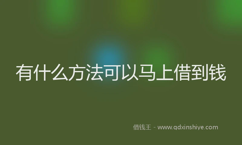 有什么方法可以马上借到钱