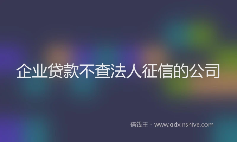 企业贷款不查法人征信的公司