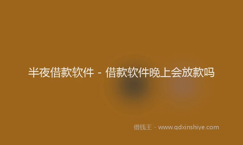 半夜借款软件 - 借款软件晚上会放款吗