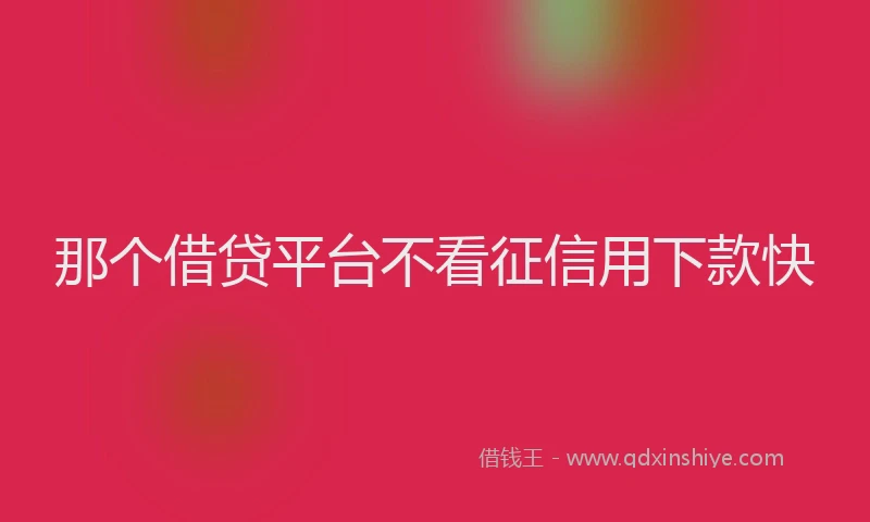 那个借贷平台不看征信用下款快