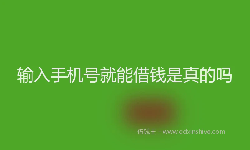 输入手机号就能借钱是真的吗