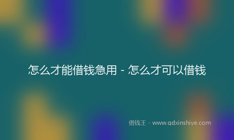 怎么才能借钱急用 - 怎么才可以借钱