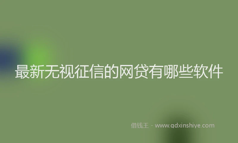最新无视征信的网贷有哪些软件
