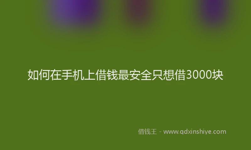 如何在手机上借钱最安全只想借3000块