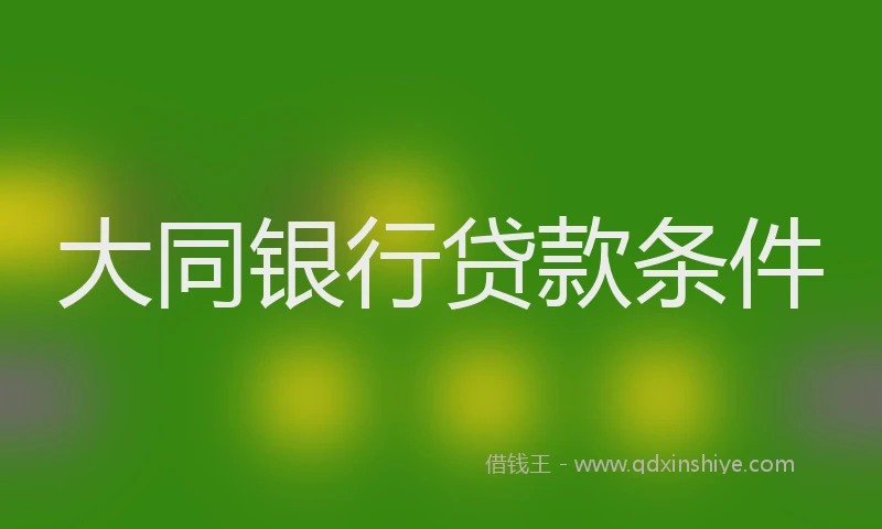 大同银行贷款条件