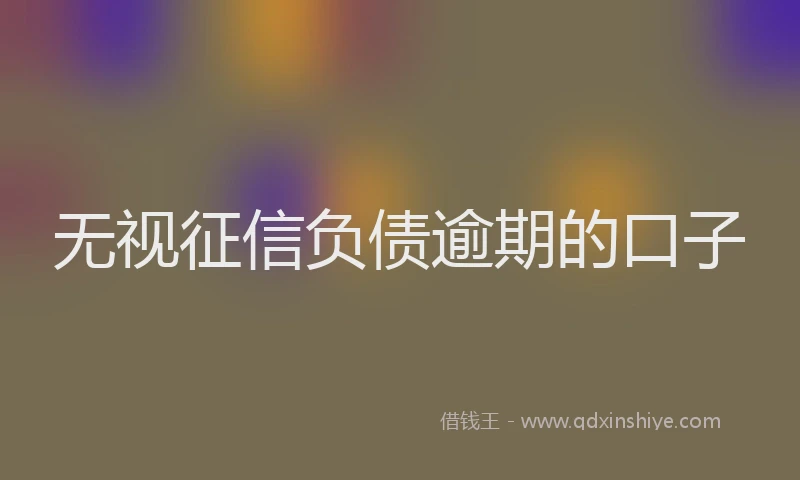 无视征信负债逾期的口子
