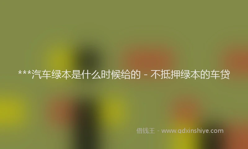 ***汽车绿本是什么时候给的 - 不抵押绿本的车贷