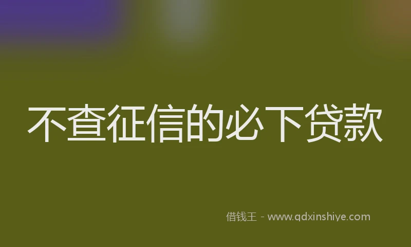 不查征信的必下贷款