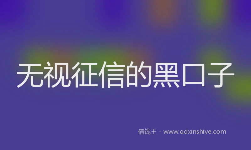 无视征信的黑口子