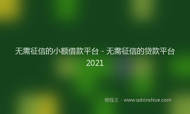 无需征信的小额借款平台 - 无需征信的贷款平台2021