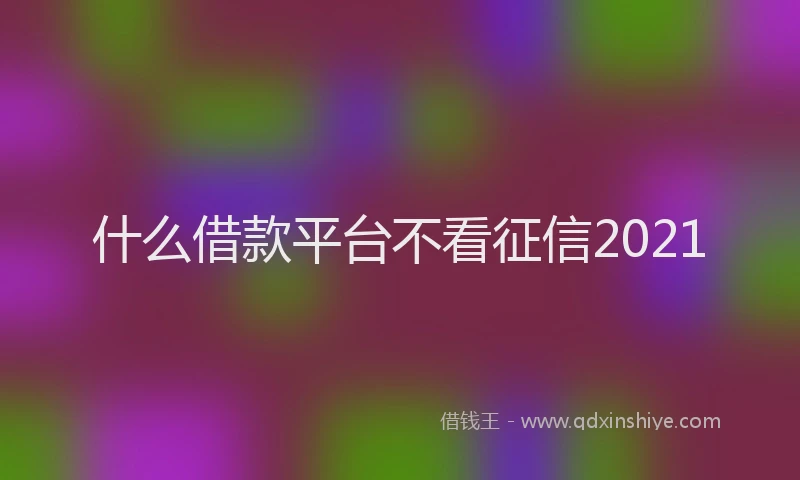 什么借款平台不看征信2021
