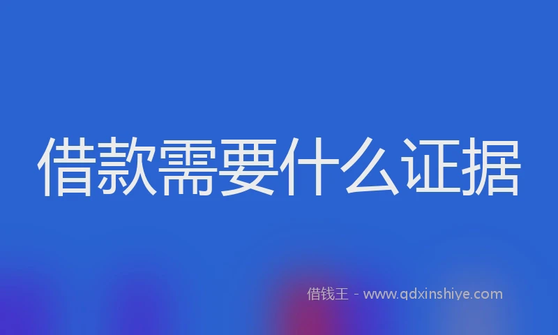借款需要什么证据