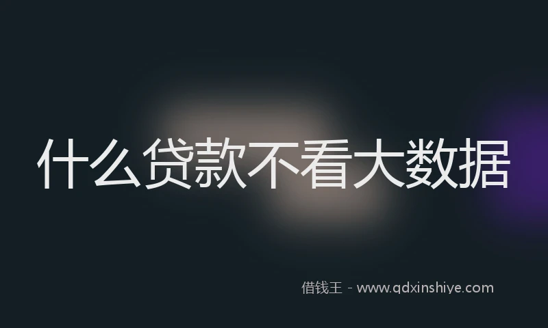 什么贷款不看大数据