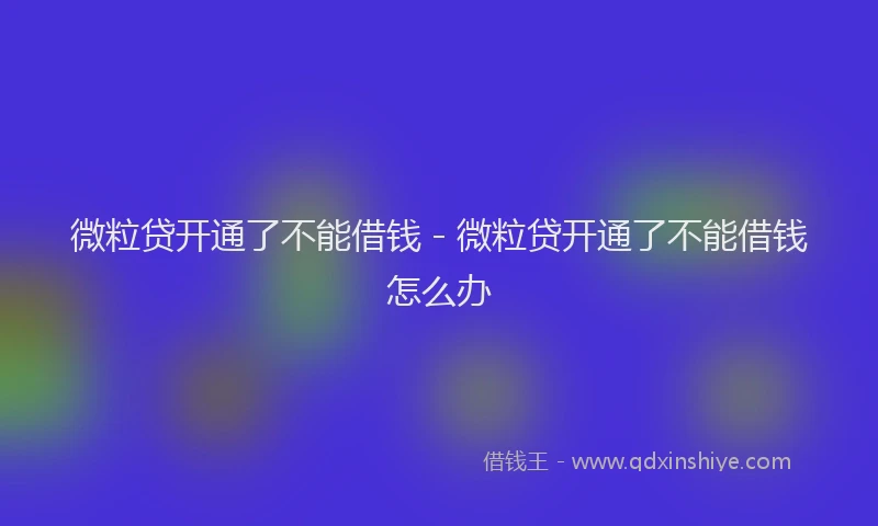 微粒贷开通了不能借钱 - 微粒贷开通了不能借钱怎么办
