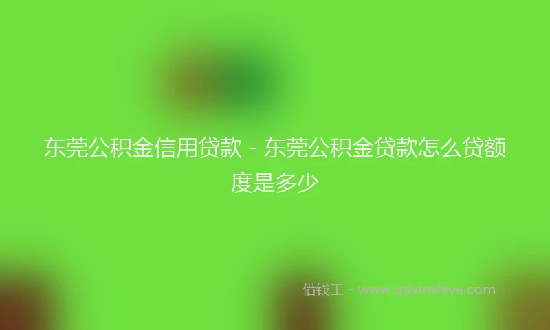 东莞公积金信用贷款 - 东莞公积金贷款怎么贷额度是多少