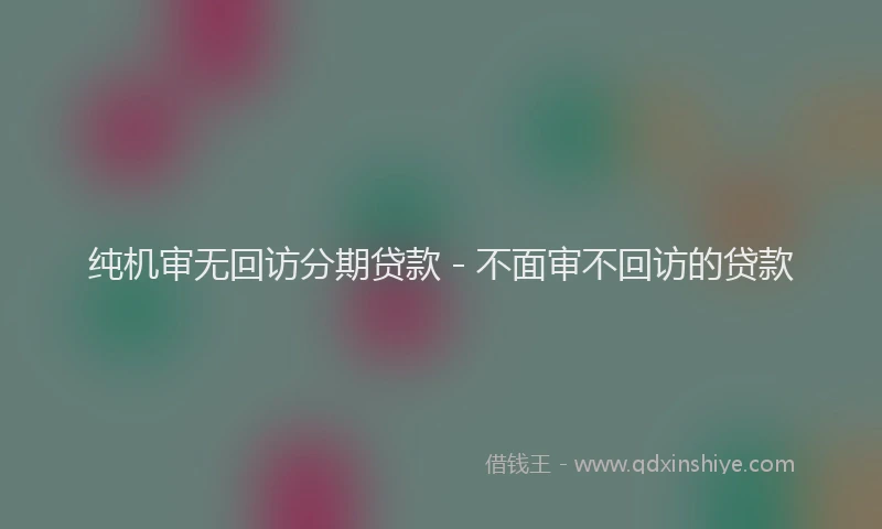 纯机审无回访分期贷款 - 不面审不回访的贷款