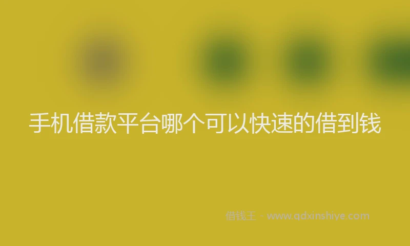 手机借款平台哪个可以快速的借到钱