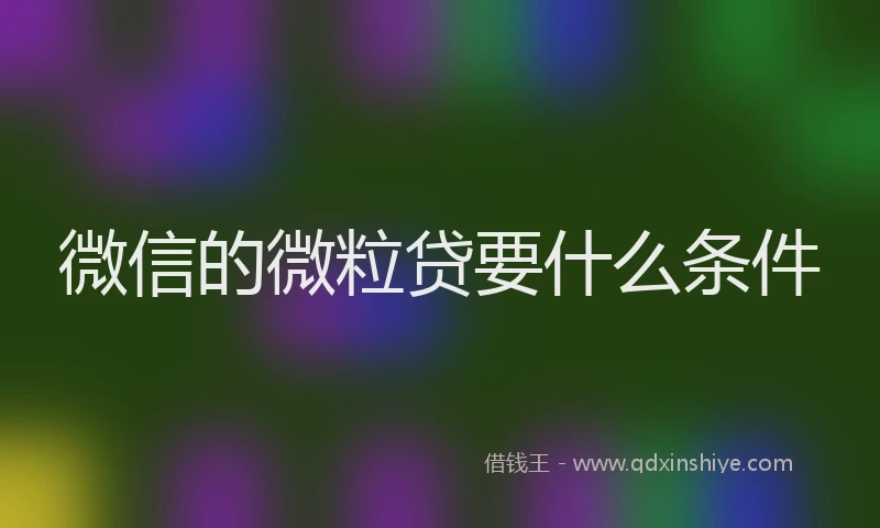 微信的微粒贷要什么条件