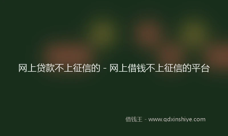 网上贷款不上征信的 - 网上借钱不上征信的平台
