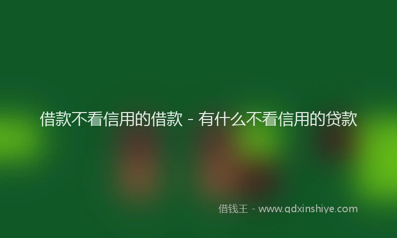 借款不看信用的借款 - 有什么不看信用的贷款