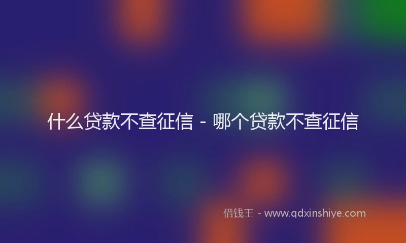什么贷款不查征信 - 哪个贷款不查征信