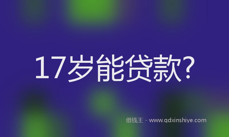 17岁能贷款?