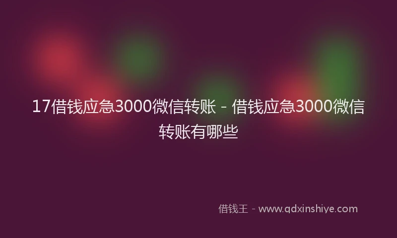17借钱应急3000微信转账 - 借钱应急3000微信转账有哪些