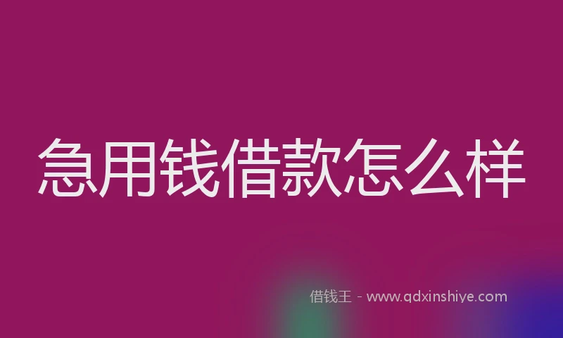 急用钱借款怎么样