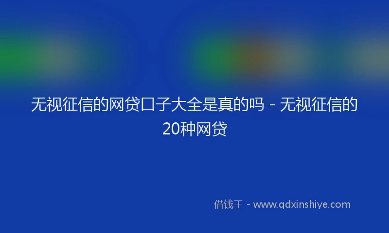 无视征信的网贷口子大全是真的吗 - 无视征信的20种网贷