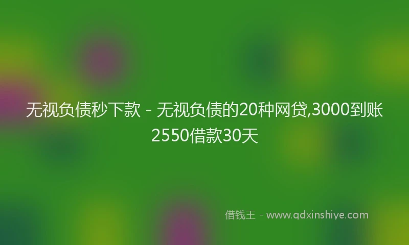 无视负债秒下款 - 无视负债的20种网贷,3000到账2550借款30天