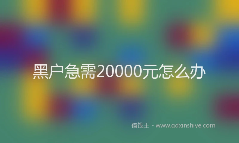 黑户急需20000元怎么办