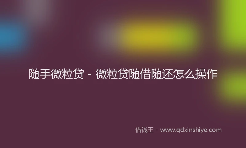 随手微粒贷 - 微粒贷随借随还怎么操作