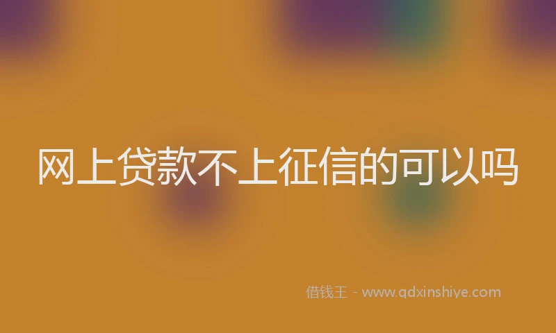 网上贷款不上征信的可以吗
