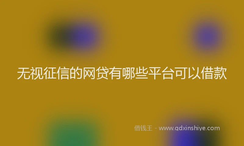 无视征信的网贷有哪些平台可以借款