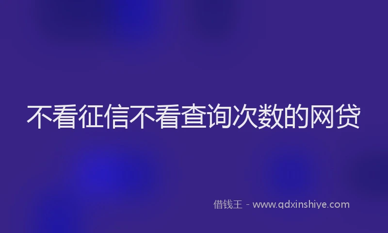 不看征信不看查询次数的网贷