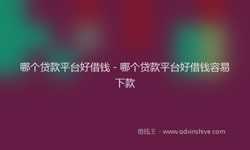 哪个贷款平台好借钱 - 哪个贷款平台好借钱容易下款