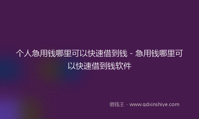 个人急用钱哪里可以快速借到钱 - 急用钱哪里可以快速借到钱软件