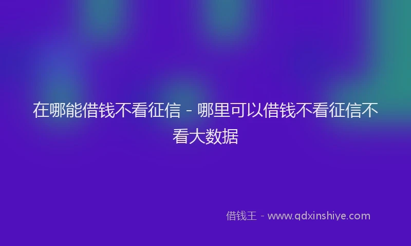 在哪能借钱不看征信 - 哪里可以借钱不看征信不看大数据