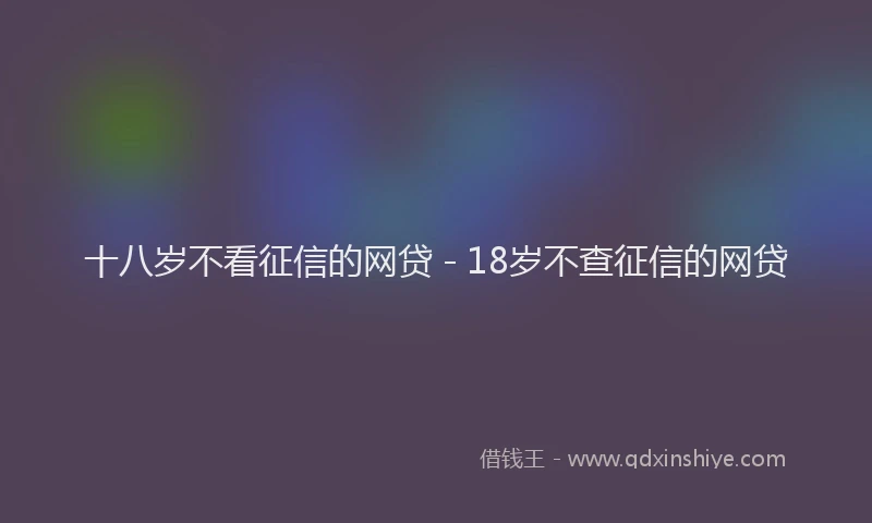 十八岁不看征信的网贷 - 18岁不查征信的网贷