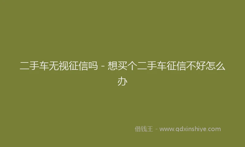 二手车无视征信吗 - 想买个二手车征信不好怎么办