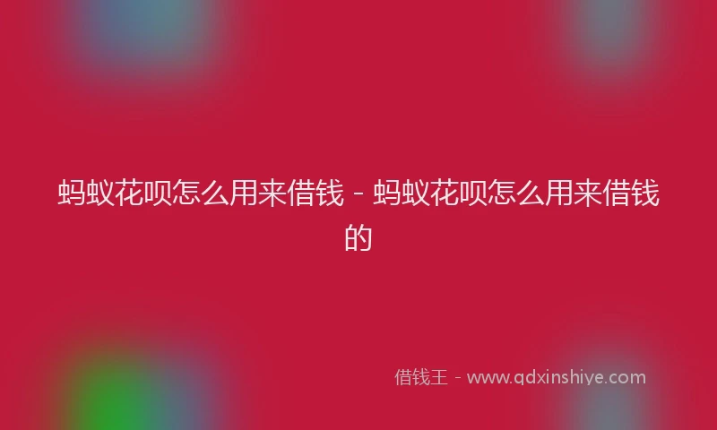 蚂蚁花呗怎么用来借钱 - 蚂蚁花呗怎么用来借钱的