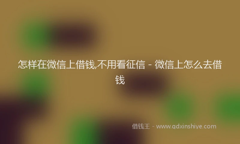 怎样在微信上借钱,不用看征信 - 微信上怎么去借钱