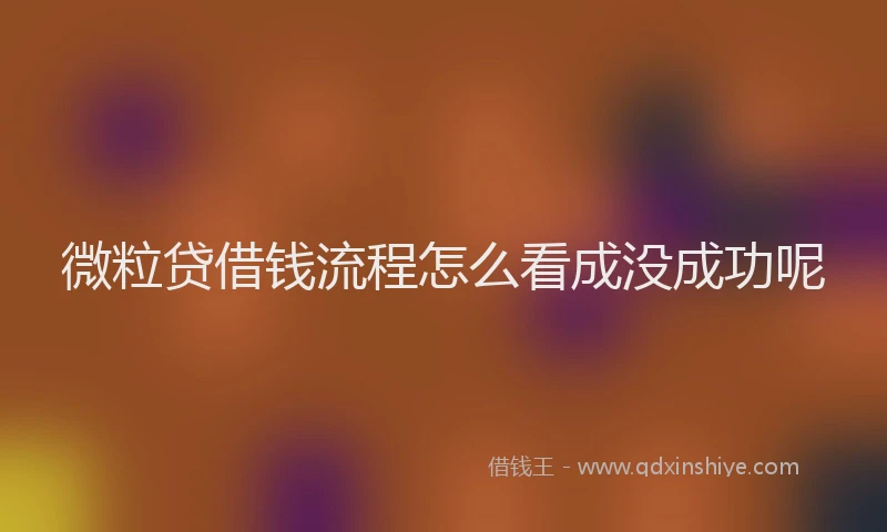 微粒贷借钱流程怎么看成没成功呢